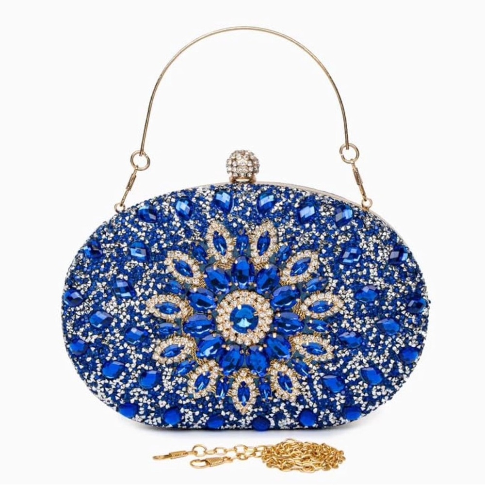 Blue and Gold Crystal Clutch